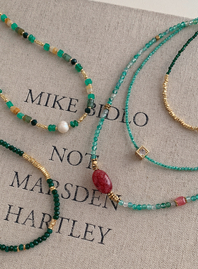 绿野果实~高级感绿色串珠项链