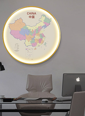 中国世界地图晶瓷灯画