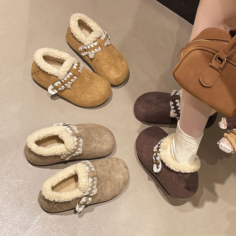 厚底内增高加绒全包勃肯鞋女毛毛棉鞋2026早春季新款豆豆鞋雪地靴,淘宝优惠券,粉丝福利购,淘宝优惠卷