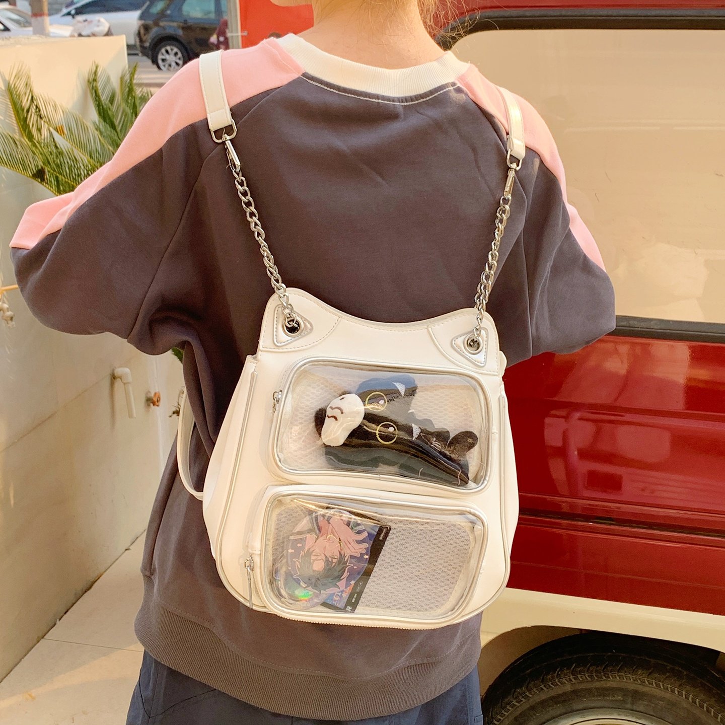 小众设计感痛包学院风小食量透明包吧唧包10厘米娃包二次元pu包女,淘宝优惠券,粉丝福利购,淘宝优惠卷