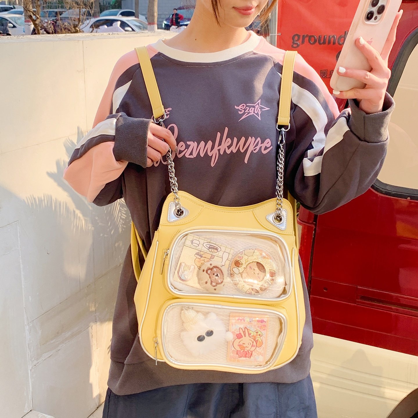 小众设计感痛包学院风小食量透明包吧唧包10厘米娃包二次元pu包女,淘宝优惠券,粉丝福利购,淘宝优惠卷