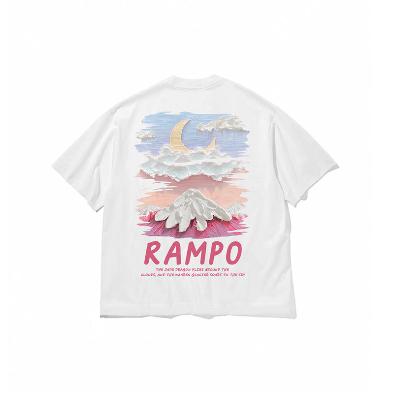 潮牌美式高街印花短袖T恤男女士夏季创意纯棉260g宽松体恤上衣ins - 图3