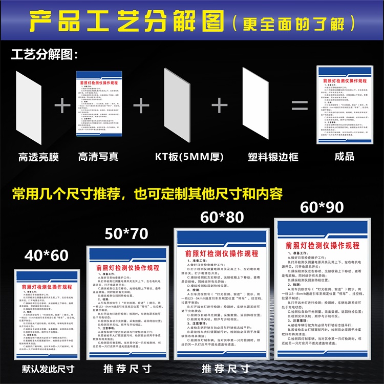 机动车汽车检测站上墙管理制度牌年检标准车身反光贴粘贴操作规程 - 图2