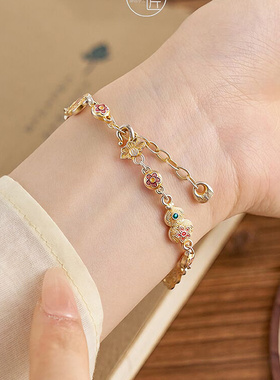 银匠[福禄]新中式国风足银999.9手链女描金珐琅彩葫芦小众手环