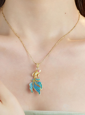 银匠 [锦鲤] 新中式国风足银999描金珐琅彩金鱼小众百搭项链女