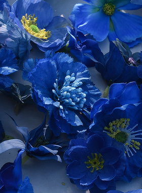 蓝色大百合仿真花手工diy簪花插花绢花婚礼假花装饰婚庆拍照头饰