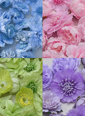假花diy材料蓝色小假花订婚宴生日迷你仿真花绢花装饰红色假花