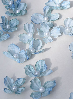仿真婚庆焦边绣球花瓣假花 diy手工古风发夹簪花绢花材料服装辅料