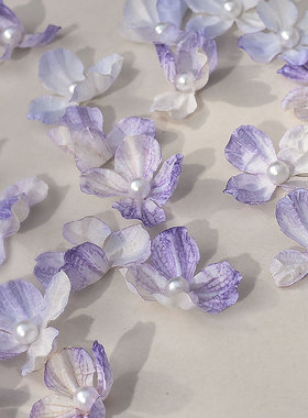 仿真花瓣焦边绣球花片 手工diy古风绢花头饰发簪材料配件谷美拍摄