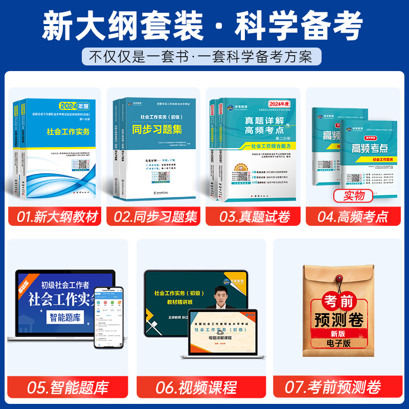 未来教育初级社工2024年社会工作者初级教材历年真题试卷习题集社工证初级考试教材2024题库助理社会工作师社会工作综合能力书网课 - 图0