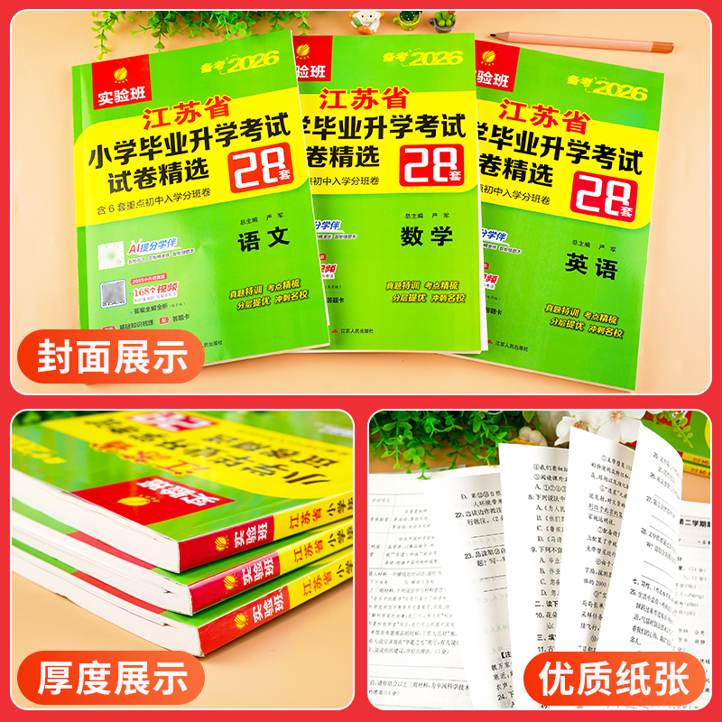 小升初2024江苏省小学毕业升初中考试卷精选28套卷语文数学英语2023春雨六年级下升学考试系统总复习资料辅导书苏教版真题卷必刷题