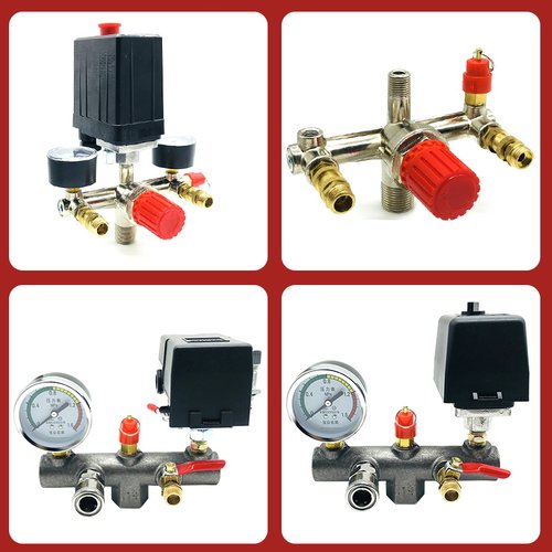 静音无油打气泵配件空压机开关总成压力控制出气六通铸铁巴马支架 - 图0