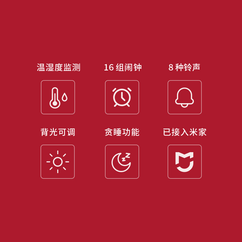 青萍闹钟温湿度智能背光电子表学生床头闹钟桌面时钟已接入米家 - 图2