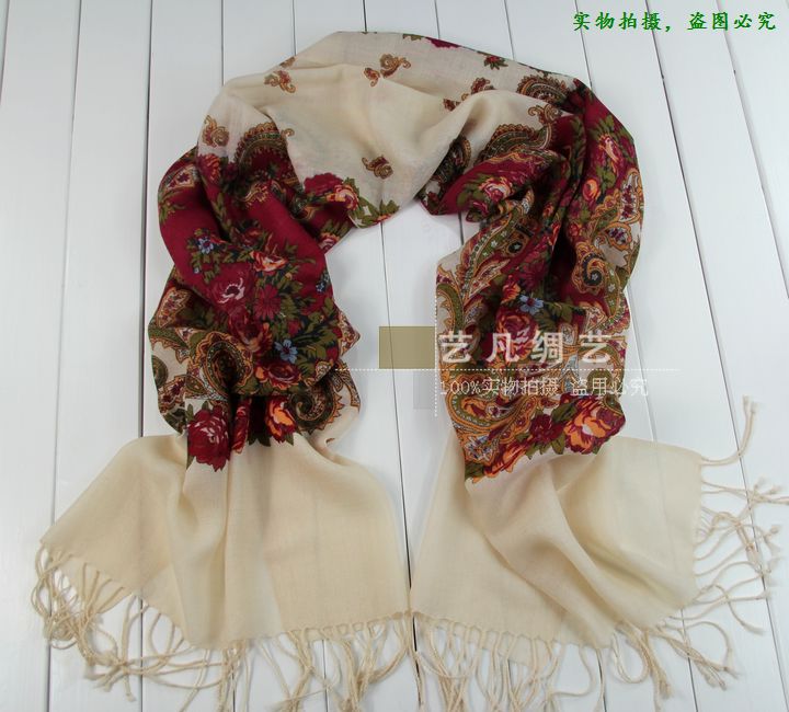 艺凡新款 100%Pashmina 纯羊毛围巾女 秋冬 羊毛披肩围脖 腰果 - 图1