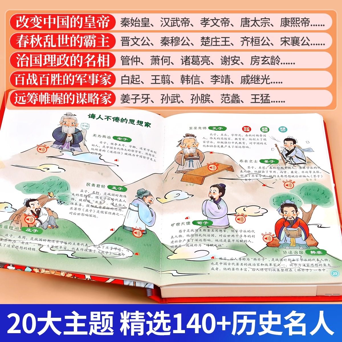 会说话的历史名人故事点读发声书早教书有声书中国经典历史名人传记经典儿童励志人物故事绘本0-1到3岁撕不烂