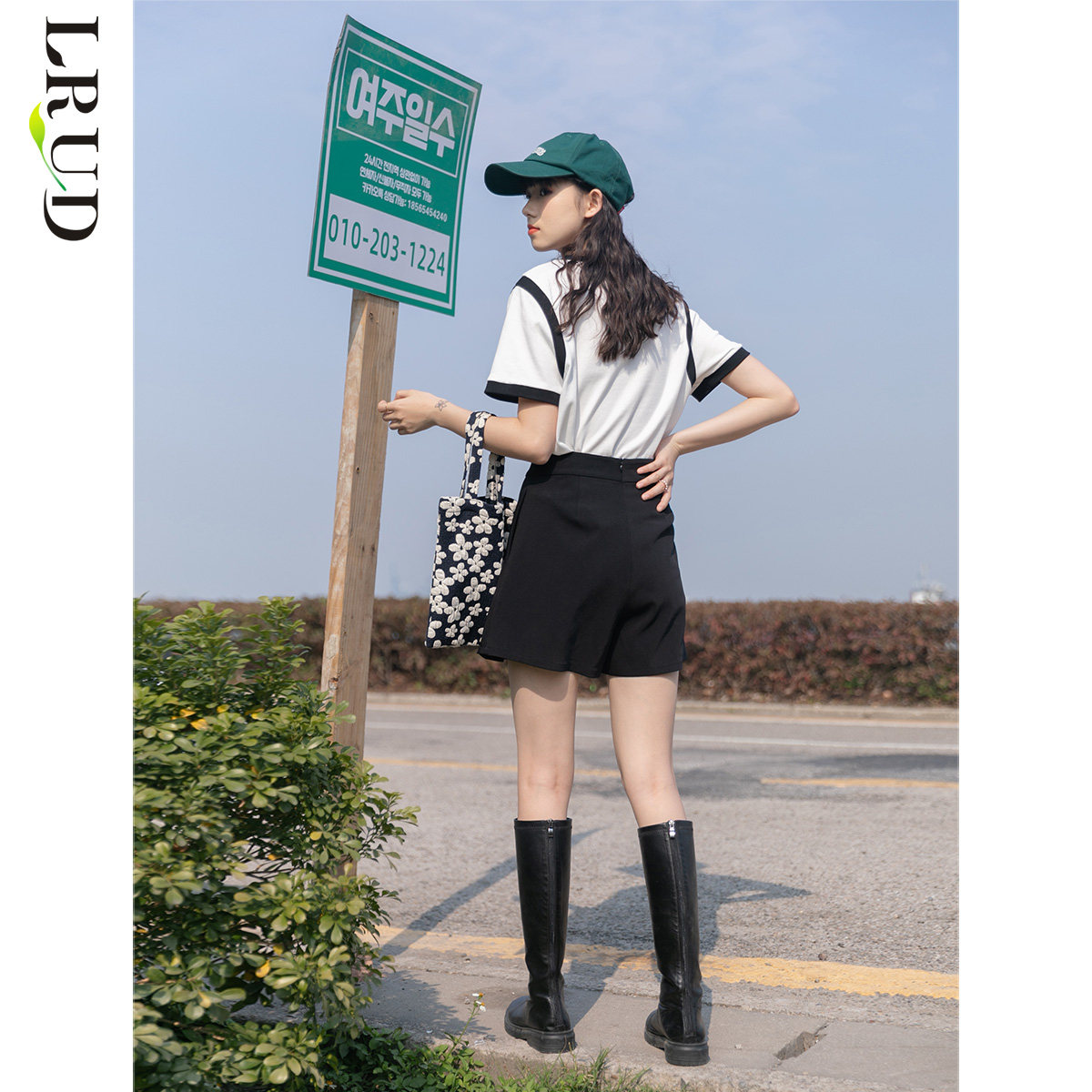 lrud夏季2022新款黑色阔腿休闲裤 lrud休闲裤