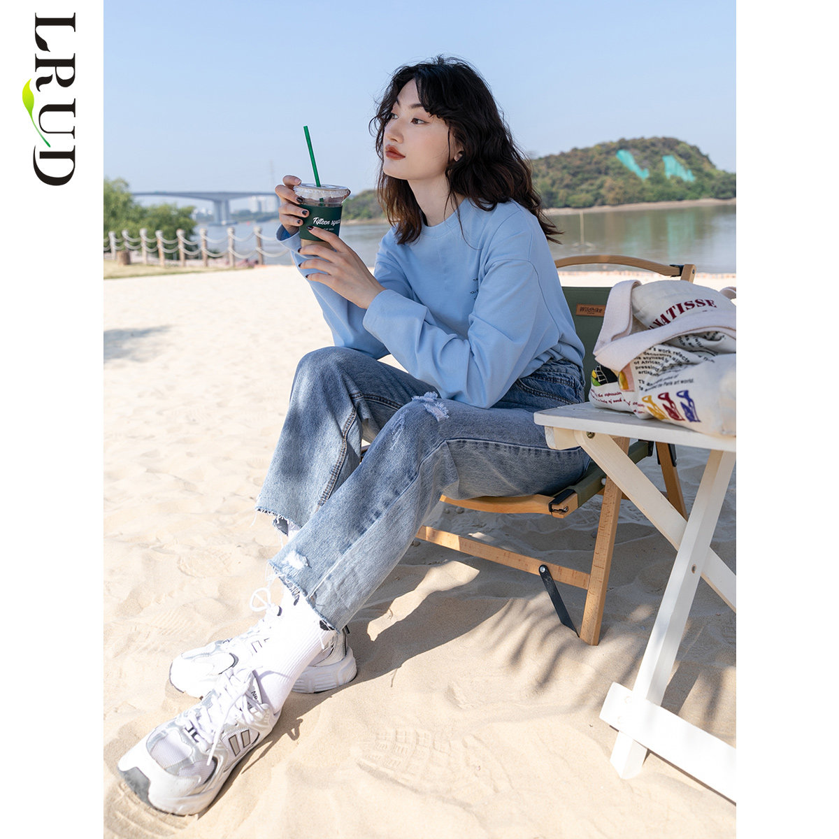 lrud破洞女春装2022年新款牛仔裤 lrud牛仔裤