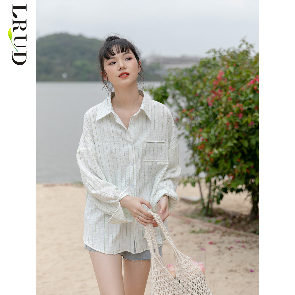 lrud条纹雪纺女夏季女装2022衬衫 lrud衬衫