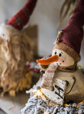 掬涵日气雪人复古怀旧风手绘摆件