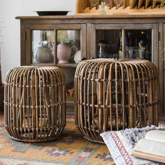 Natural rattan stool imported from Indonesia