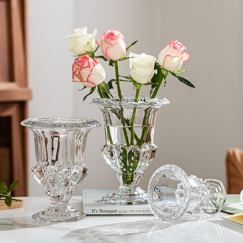 加厚罗马创意轻奢花瓶玻璃透明水养鲜花玫瑰百合客厅餐桌插花摆件,淘宝优惠券,粉丝福利购,淘宝优惠卷
