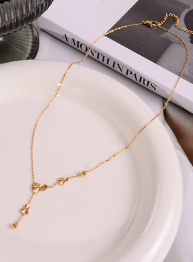 钛钢项链 镭射葫芦项链女百搭气质轻奢高级感锁骨链不掉色饰品