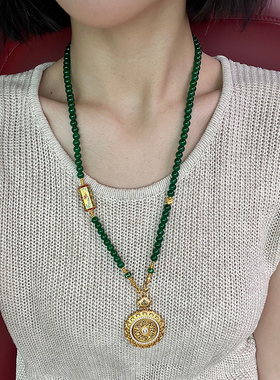 铜合金项链 可转动宫廷八宝罗盘项链女新中式高级感衣服配饰时尚