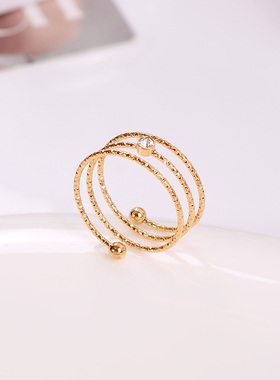 钛钢戒指 超精美多层车花叠戴戒指女轻奢百搭高颜值指环手饰品