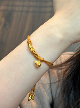 铜合金手链 棕绳葫芦手链女高级感小众设计精致福禄手绳配饰品