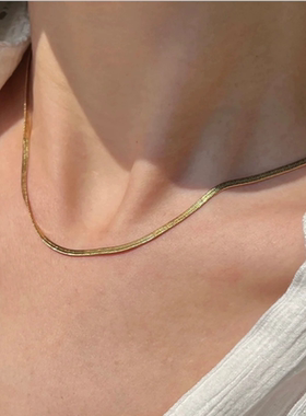 钛钢项链 轻奢扁平蛇骨链项链女高级感百搭素链不褪色颈链配饰品