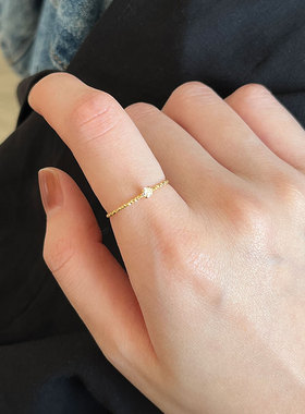 钛钢 车花波浪戒指女精致超细叠戴指环不褪色食指戒子