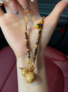 铜合金项链 新中式香囊葫芦项链女重工福禄毛衣链高级感衣服配饰