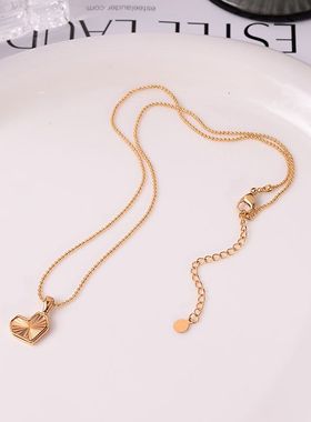 钛钢项链 ins镭射爱心项链女简约百搭锁骨链轻奢气质饰品不褪色