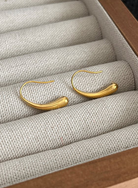 钛钢耳饰 百搭水滴耳钩素圈耳钉女复古轻奢欧美ins风简约耳环耳饰