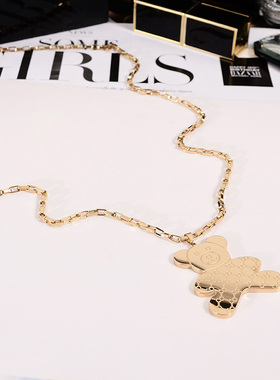 钛钢项链 日韩INS网红小熊项链女长款毛衣链不掉色高级感配饰品