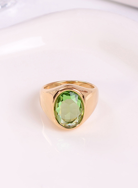 钛钢戒指 森林绿秋冬夸张戒指女高级感食指戒个性戒指控不褪色