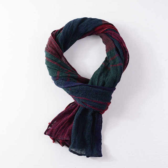 Small size forest style retro literary cotton and linen scarf