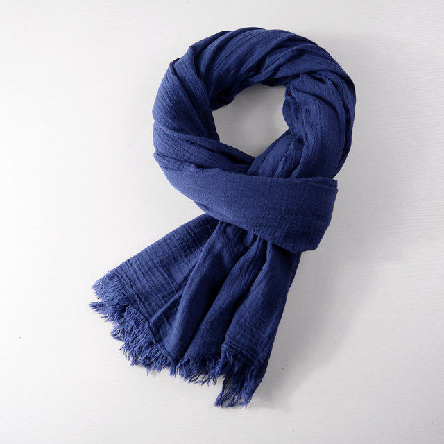 Japanese solid color thin scarf dark blue navy gray