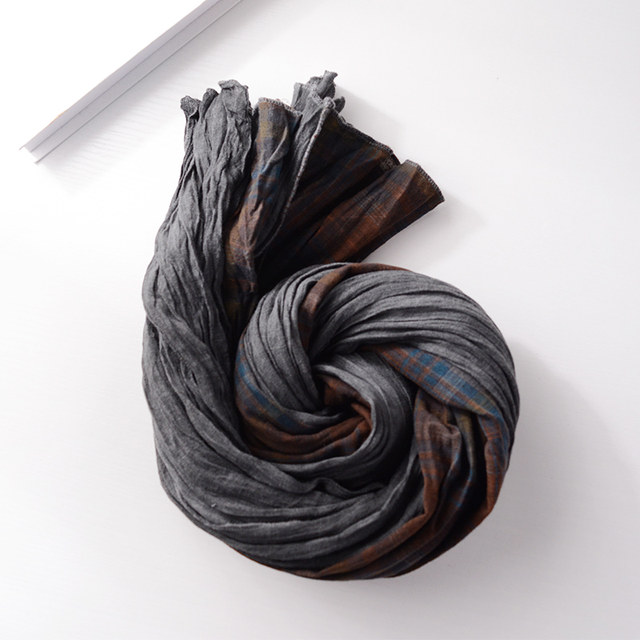 Autumn and winter spliced Japanese men's plaid scarf