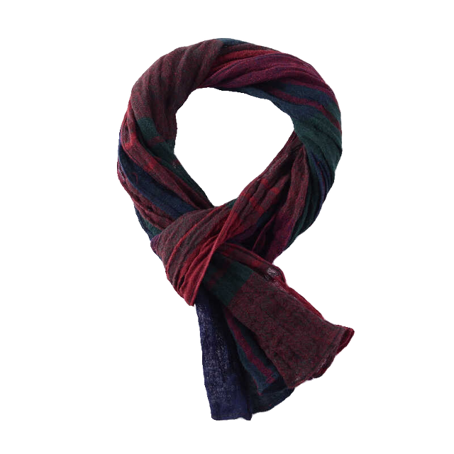 Small size forest style retro literary cotton and linen scarf