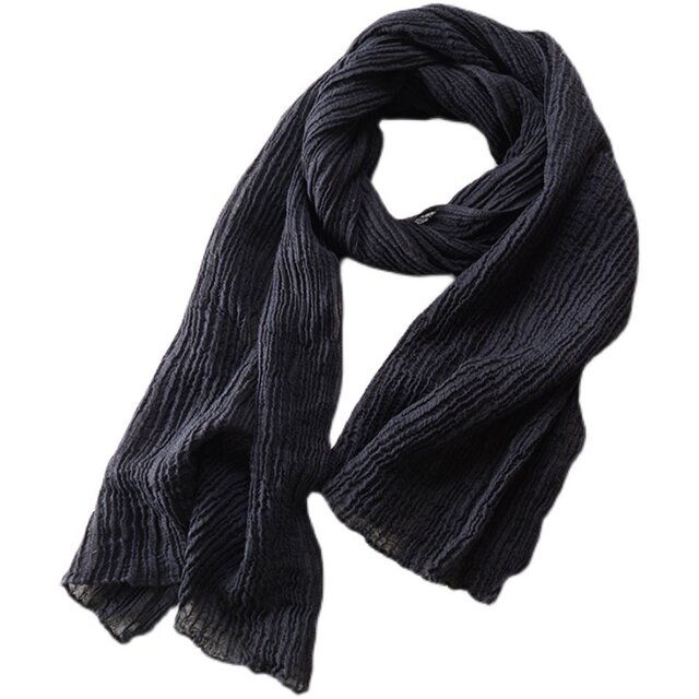Artistic pleated lengthened black scarf for middle-aged and elderly people
