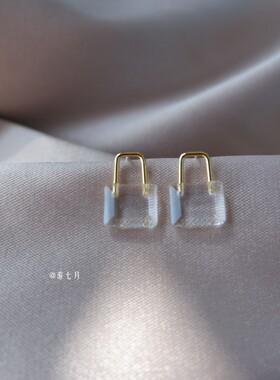 透明水晶系列小众设计感S925银针耳环