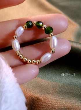 珍珠精致指环水晶手工定制戒指