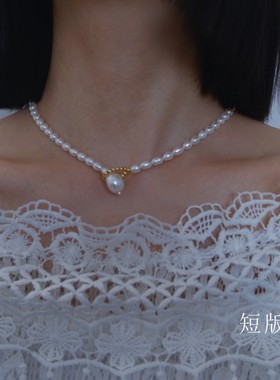 游七月 天然珍珠项链原创高品质强光法式锁骨链简约大气设计感