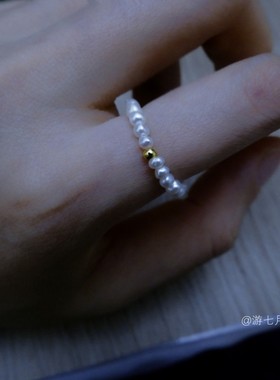 纯天然淡水珍珠复古风戒指