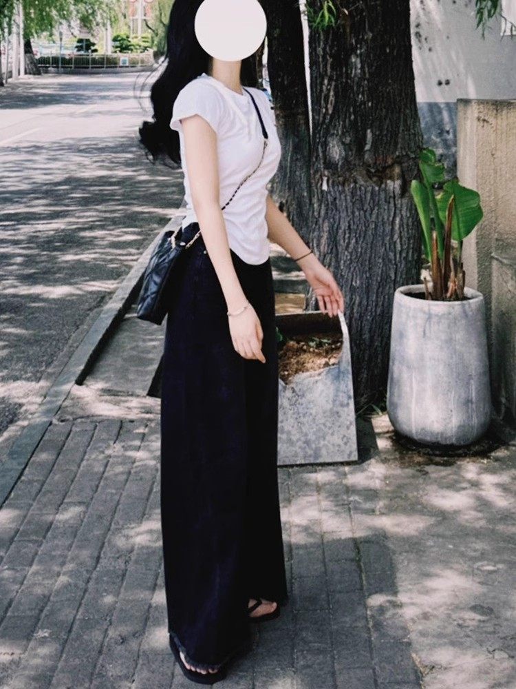 梨型身材穿搭黑灰色阔腿牛仔裤女美式复古大码宽松垂感拖地喇叭裤,淘宝优惠券,粉丝福利购,淘宝优惠卷