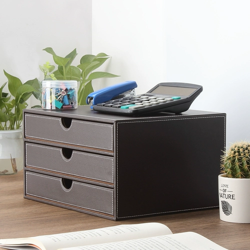 Деловой кожаный настольный столик горизонтальный ящик с тремя, торгующими файловым шкаф