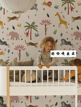 Nordic Animal Plant Childrens Bedroom Background Wall Fabric Wallpaper Boy Girl Hand-painted Cartoon Mural Wall Paper Wall Fabric