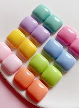甜蜜糖果色方形平底树脂贴片 diy手机壳发夹耳钉配件材料几何鞋扣