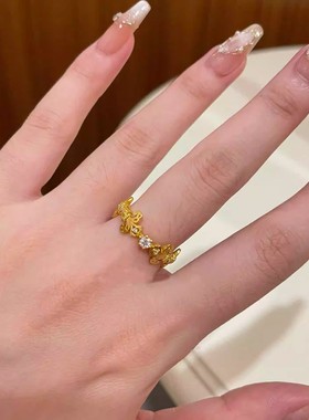 黄金色鸢尾花时尚甜美戒指送礼